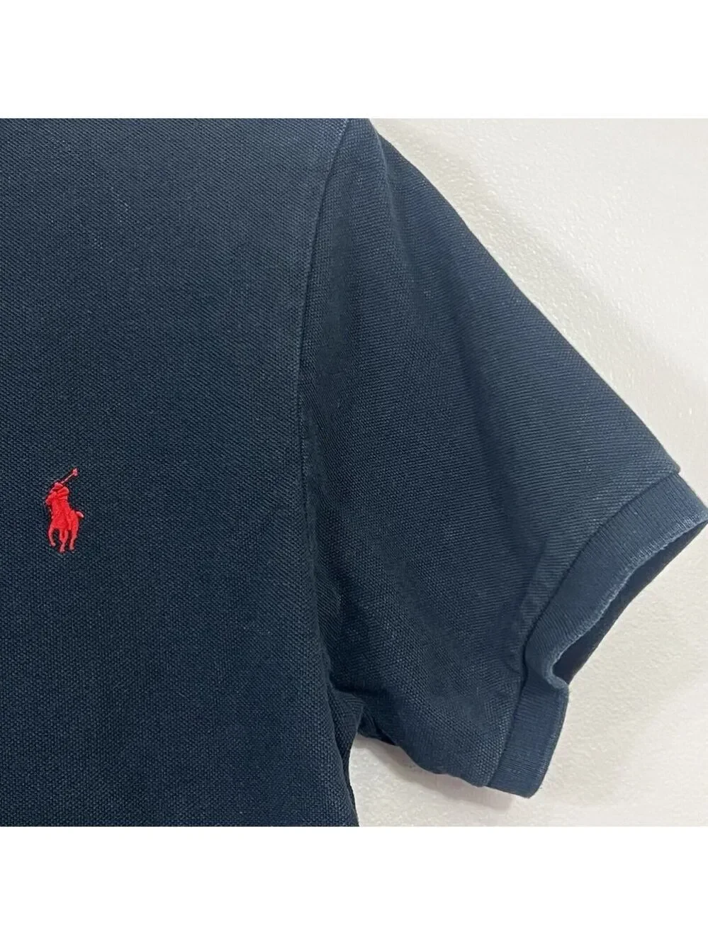 Polo Shirt Mens L Black Red Pony Ralph Lauren Short Sleeves Golf Custom Fit